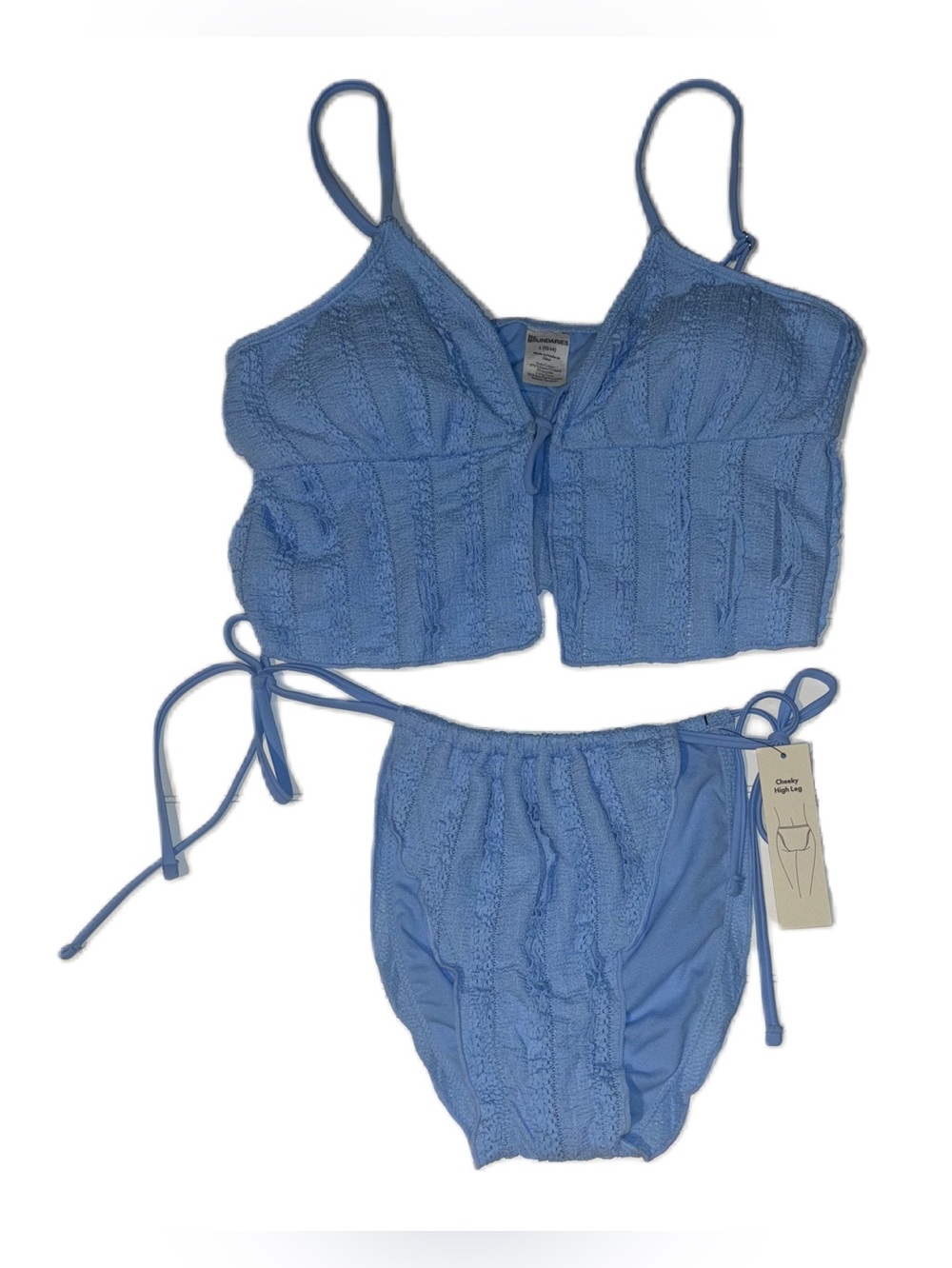 No Boundaries Blue Femme Lace Swim Set Tankini Top & String Bikini L (12-14) - Picture 2 of 12